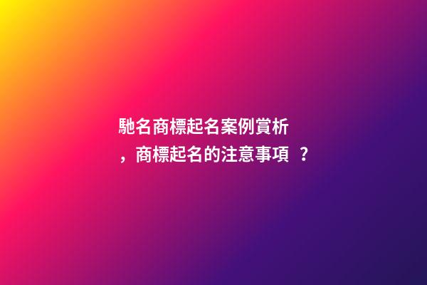 馳名商標起名案例賞析，商標起名的注意事項？-第1張-商標起名-玄機派